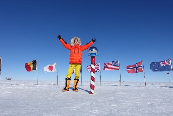 Colin just moments after successfully reaching the South Pole at 1:55 PST on January 10. The clock on the World Record attempt is now ticking! 